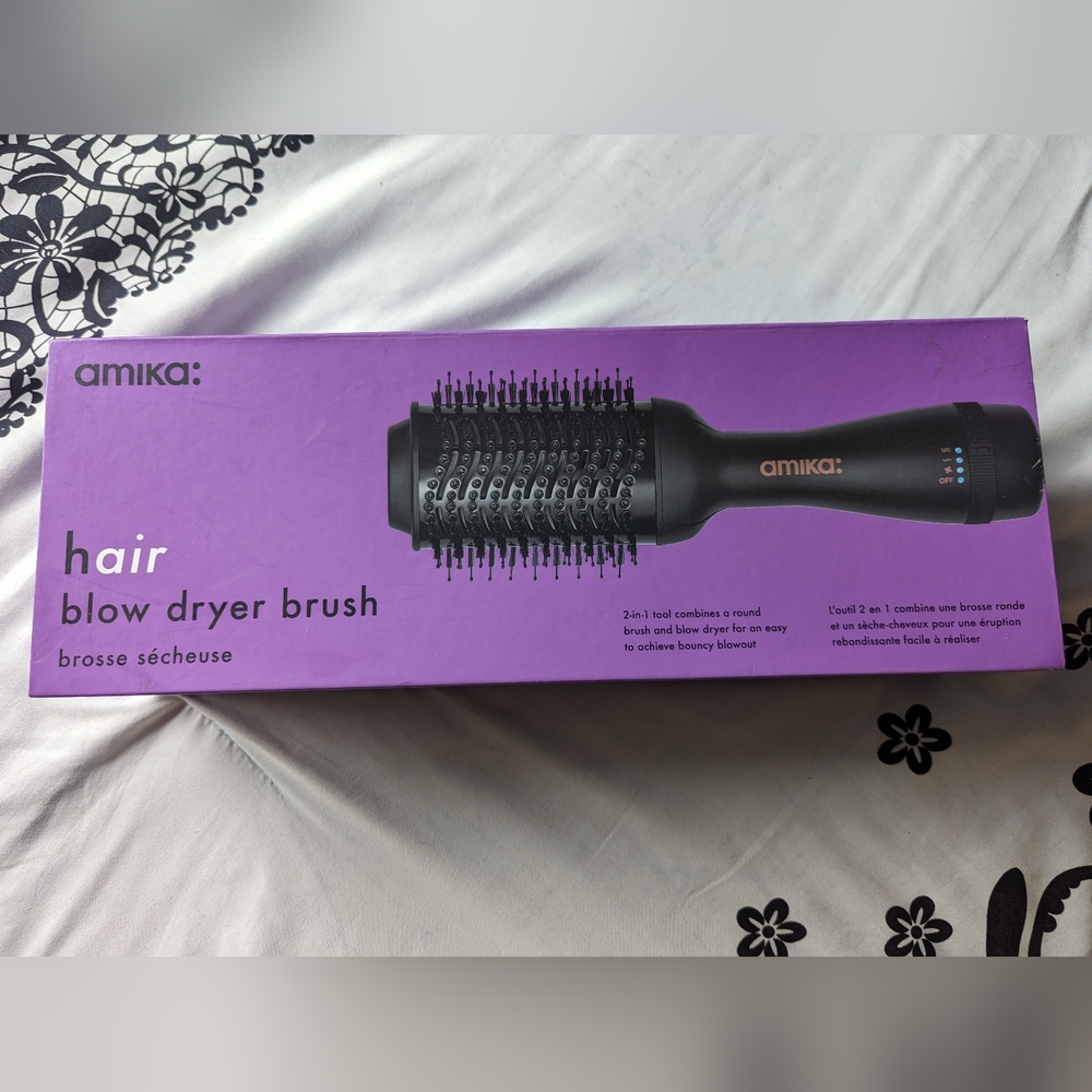 amika Purple and Black Hair Blow Dryer Brush